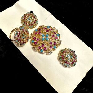 Sara Coventry Ceylon pin, ring, and clip on earrings